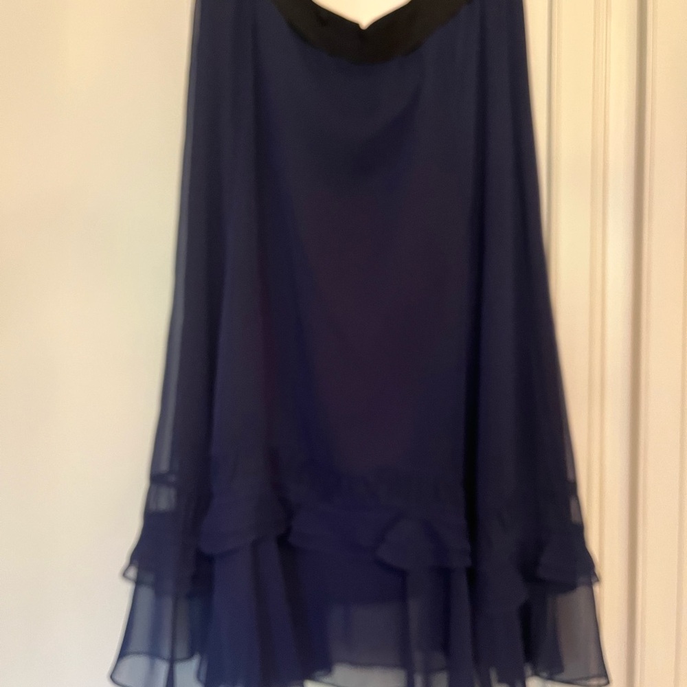 Coach Navy High-Low Ruffle Hem Skirt - Picture 2 of 6